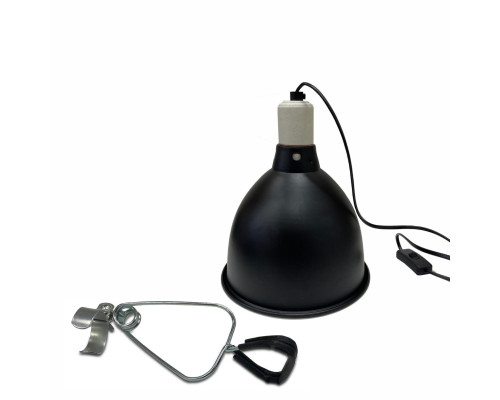 Защитный плафон для террариума под УФ лампу, лампу нагрева на металлическом держателе, большой, чёрный