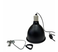 Защитный плафон на металлическом держателе для террариума под УФ лампу, лампу нагрева с регулировкой яркости на проводе, большой, чёрный