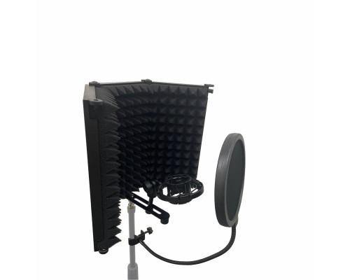 Акустический экран AK01-38P1P с держателем для микрофона паук P1 и поп фильтром диаметром 15.5 см на стойку с резьбой крепления 3/8