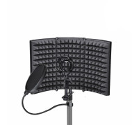 Акустический экран AK01-14P1P с держателем для микрофона паук P1 и поп фильтром диаметром 15.5 см на стойку с резьбой крепления 1/4"