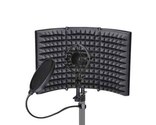 Акустический экран AK01-14MPP с металлическим держателем для микрофона паук и поп фильтром диаметром 15.5 см на стойку с резьбой крепления 1/4"