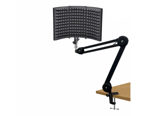 Акустический экран для микрофона PTS-AK01 на усиленной настольной стойке пантограф