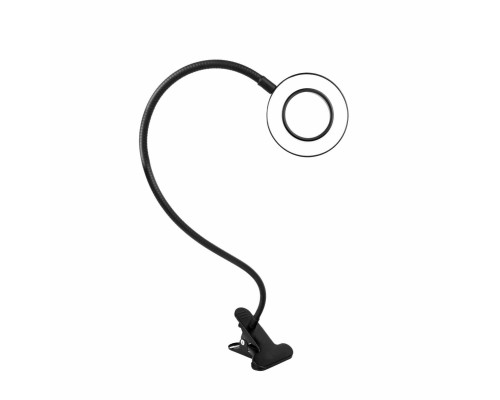 Гибкий светильник настольный RL-9bd на прищепке, диаметр 9 см, чёрный