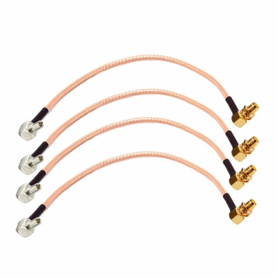 Комплект пигтейл-переходников TS9 - SMA female угловой, кабельная сборка, 4 шт, 15 см