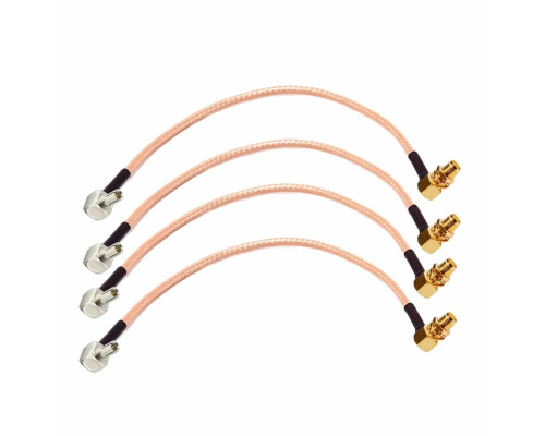 Комплект пигтейл-переходников TS9 - SMA female угловой, кабельная сборка, 4 шт, 15 см