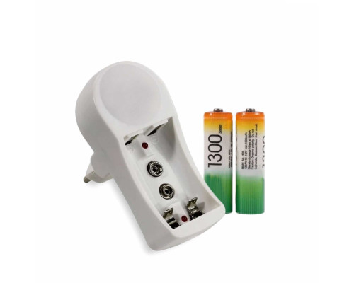 Сетевое зарядное устройство для аккумуляторов и 2 аккумулятора-батарейки АА в комплекте