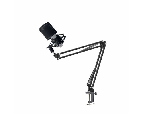 Настольная стойка пантограф KG-VZP-P2 с поп фильтром ветрозащитой и противоударным держателем паук P2 для микрофона