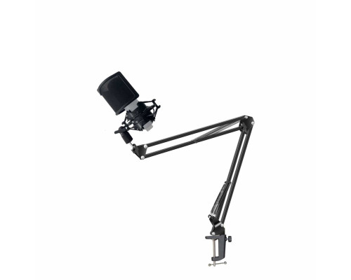 Микрофонная стойка настольная KG-VZP-MP с поп фильтром ветрозащитой и металлическим держателем паук для микрофона