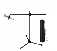 Напольная стойка MLL-03P низкая для подзвучки инструментов при игре сидя с держателем паук P1 для микрофона и чехлом для переноски