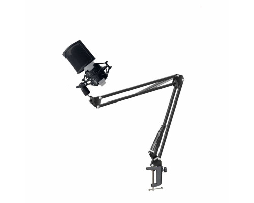 Настольная стойка усиленный пантограф ST-VZP-P2 с поп фильтром ветрозащитой и противоударным держателем паук P2 для микрофона