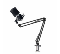 Усиленная микрофонная стойка настольная ST-VZP-MP с поп фильтром ветрозащитой и металлическим держателем паук для микрофона