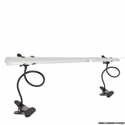 Подставка для фитосветильника 2MP-B из 2 гибких держателей для фитолампы на металлической прищепке, черная