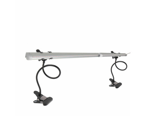 Фитолампа для рассады FL2-2MP-B, 2 линейных фитосветильника на 2 гибких чёрных подставках с металлической прищепкой