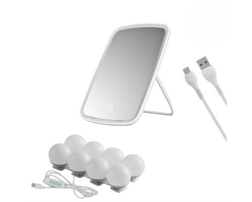 Настольное зеркало для макияжа и 8 лампочек подсветки для настенного зеркала