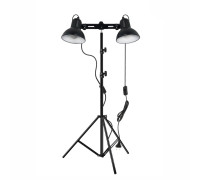 Напольный светильник JBSB-215 с 2 абажурами черными, торшер с регулировкой угла наклона