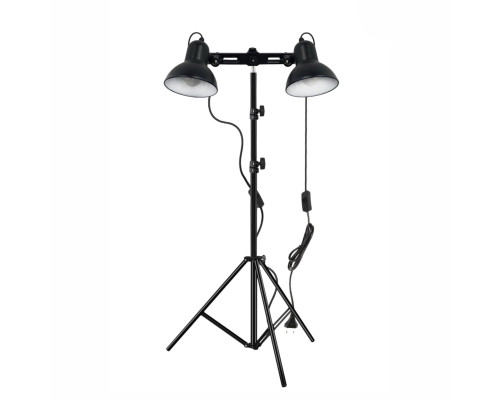 Напольный светильник JBSB-215 с 2 абажурами черными, торшер с регулировкой угла наклона