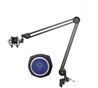 Усиленная микрофонная стойка MP-AK-PT2S с держателем микрофона паук и акустическим экраном ветрозащитой