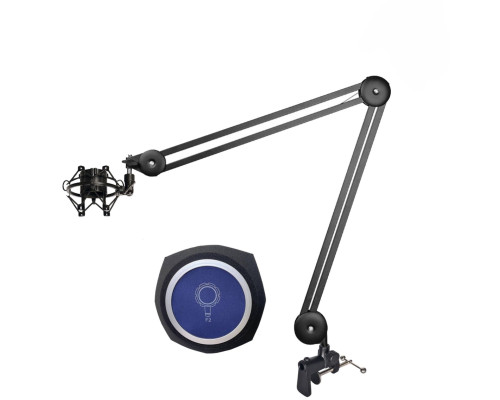 Усиленная микрофонная стойка MP-AK-PT2S с держателем микрофона паук и акустическим экраном ветрозащитой