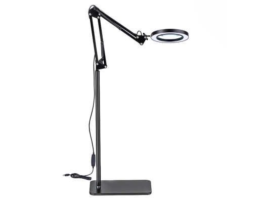 Напольная лампа лупа LN-22 на металл стойке NS-02B с плоским основанием и регулируемой высотой