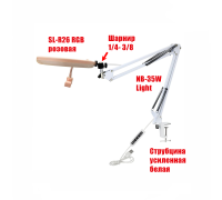 Настольная лампа L26R-PSW1 для маникюра, подсветка кольцевая 26 см с держателем для съемки розовая (MCER310754)