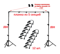 Переносной каркас 190х250 см для фотофона KF-250Z в комплекте с 12 боковыми зажимами