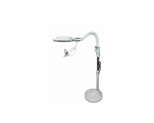 Напольная лампа лупа LLD косметологическая светодиодная с регулировкой яркости и с гибким белым держателем для телефона с металл зажимом