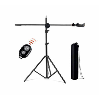 Напольная стойка штатив для съемки сверху JBH-G1CB с держателем для телефона, с сумкой для переноски и кнопкой Bluetooth