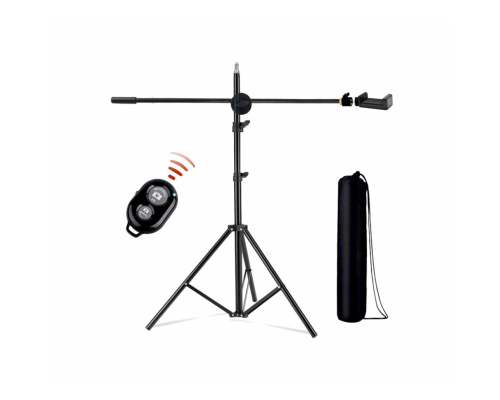 Напольная стойка штатив для съемки сверху JBH-G1CB с держателем для телефона, с сумкой для переноски и кнопкой Bluetooth