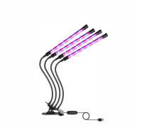 Фитолампа светодиодная, светильник для растений с регулируемым зажимом и пультом на проводе, 4 панели