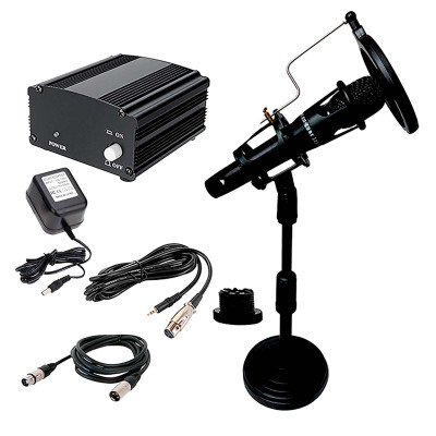 Комплект KM300-40 конденсаторный микрофон E300 с фантомным питанием 48V на настольной стойке NVP-40 и кабелями для подключения