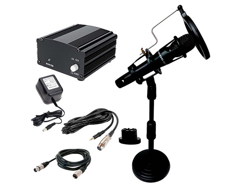 Комплект KM300-40 конденсаторный микрофон E300 с фантомным питанием 48V на настольной стойке NVP-40 и кабелями для подключения