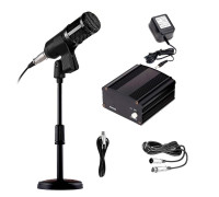 Комплект KM800-SC конденсаторный микрофон BM800 чёрный с фантомным питанием 48V на настольной стойке c кабелями для подключения