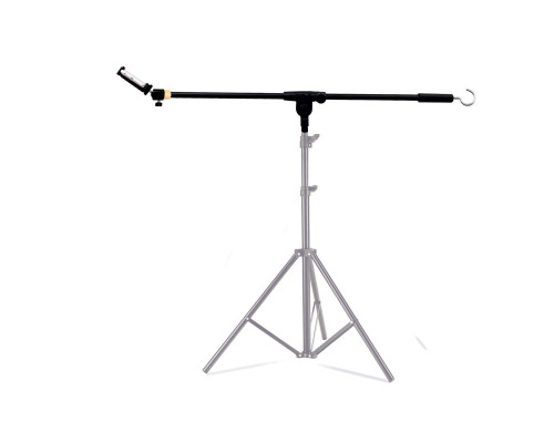 Наклонная стойка PRO-63-14STK с держателем для телефона на шарнире и крючком для противовеса для горизонтальной съемки сверху на штатив с резьбой 1/4"