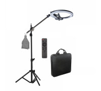 Кольцевая лампа LSGRL-18 диаметром 45 см на наклонном усиленном штативе с крючком для противовеса