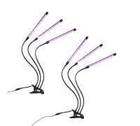 Фитолампа светодиодная для растений с регулируемым зажимом, 2 лампы по 3 панели