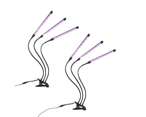 Фитолампа светодиодная для растений с регулируемым зажимом, 2 лампы по 3 панели