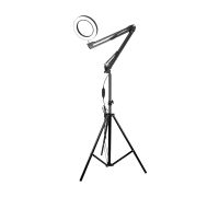 Черная напольная светодиодная лампа лупа LN-33U2 на треноге с двумя коленами