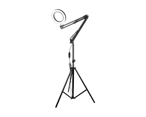 Черная напольная светодиодная лампа лупа LN-33U2 на треноге с двумя коленами