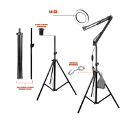 Черная напольная светодиодная лампа лупа LN-33U2K на треноге с двумя коленами и крючок для противовеса