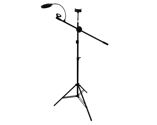 Напольная стойка штатив JBH-PF15 с держателями для микрофона и телефона и с поп-фильтром диаметром 15,5см