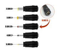 Адаптеры для устройств с разъемами 5.3х3.0, 4.0х1.7, 3.5х1.35, 3.0х1.1, 2.5х0.8 к блоку питания 12V 2A 5.5*2.5