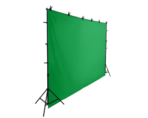 Каркас GP3-PF183 с фоном хромакеем 1.8х3 м на планке из 4 секций, шириной до 3 метров с прищепками