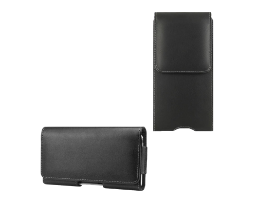 Набор чехлов-кобура на ремень для смартфона 4.5", вертикальный и горизонтальный, черные, 2 шт