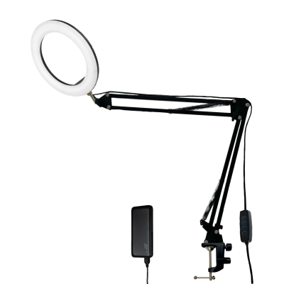 Автономный светильник NB2S26-PB диаметром 26 см на пантографе и усиленной струбцине с внешним аккумулятором