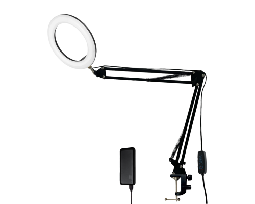 Автономный светильник NB2S26-PB диаметром 26 см на пантографе и усиленной струбцине с внешним аккумулятором