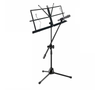 Подставка для нот PML-01-DВ складной пюпитр на стойке с держателем для микрофона "бочонок" на наклонном журавле
