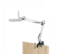 Лампа лупа белая LN-6S2 с усиленной черной струбциной с 2 отверстиями 