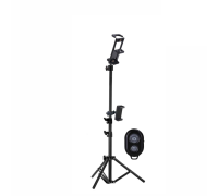 Напольный штатив JBH-2DT с двумя держателями для телефона и планшета до 18 см с пультом Bluetooth