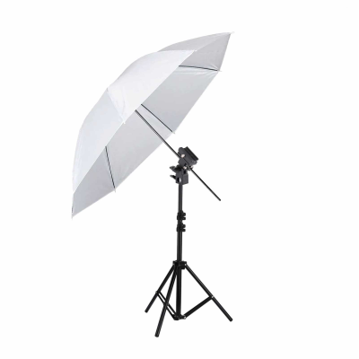 Комплект для съемки JBH-UWD-100: зонт просветный диаметром 100 см белый на напольном штативе с держателем для вспышки