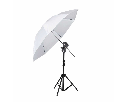 Комплект для съемки JBH-UWD-100: зонт просветный диаметром 100 см белый на напольном штативе с держателем для вспышки